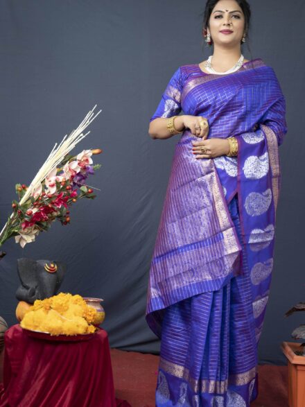 PURPLE LINEN WEAVING SILK SAREE