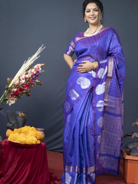 PURPLE LINEN WEAVING SILK SAREE