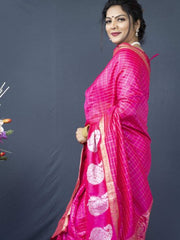 RANI PINK LINEN WEAVING SILK SAREE