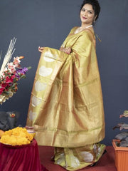 GOLD LINEN WEAVING SILK SAREE