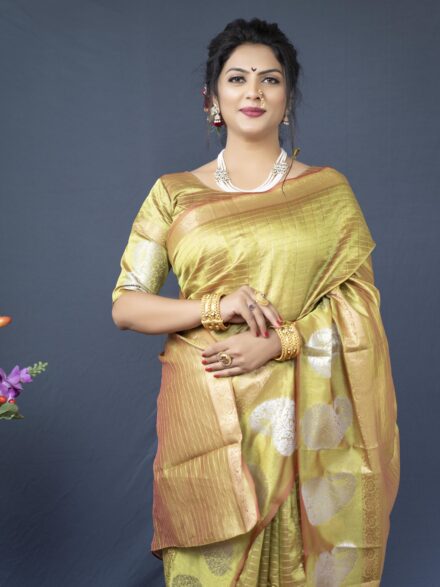 GOLD LINEN WEAVING SILK SAREE