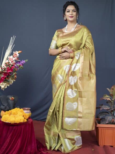 GOLD LINEN WEAVING SILK SAREE