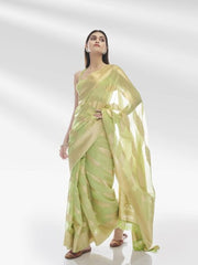 PISTA GREEN PURE ORGANZA SAREE