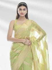 PISTA GREEN PURE ORGANZA SAREE