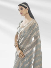 GREY PURE ORGANZA SAREE