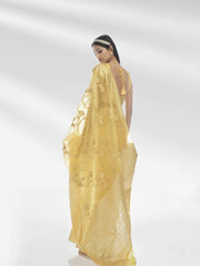 YELLOW PURE ORGANZA SAREE