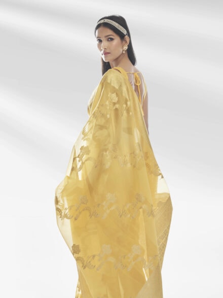 YELLOW PURE ORGANZA SAREE