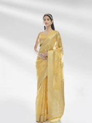 YELLOW PURE ORGANZA SAREE