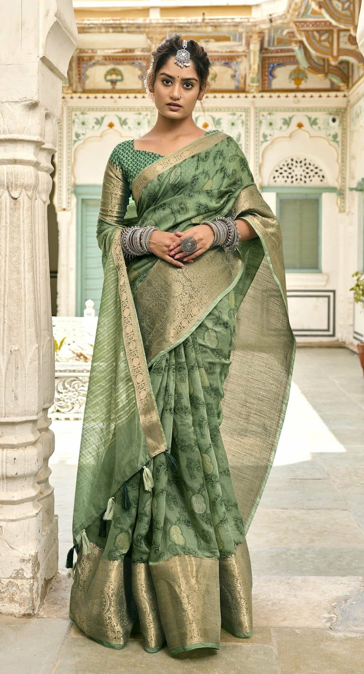 GREEN DESIGNER COTTON SAREE