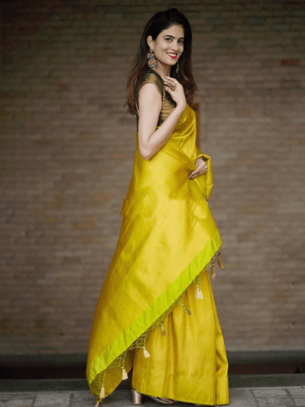 YELLOW BANARASI SOFT SILK SAREE