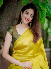 YELLOW BANARASI SOFT SILK SAREE