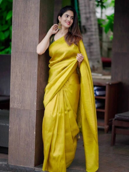 YELLOW BANARASI SOFT SILK SAREE