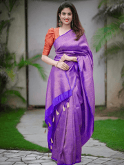 PURPLE BANARASI SOFT SILK SAREE