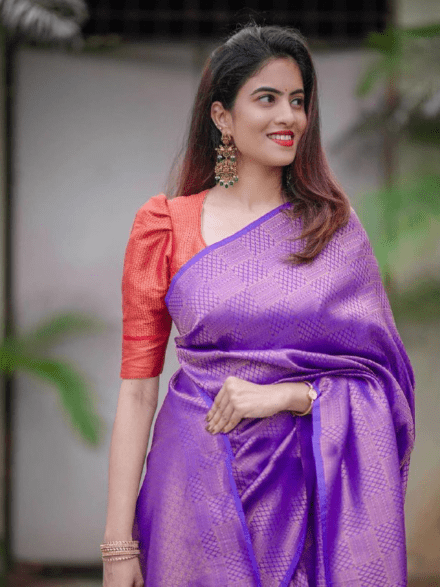 PURPLE BANARASI SOFT SILK SAREE