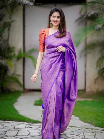 PURPLE BANARASI SOFT SILK SAREE