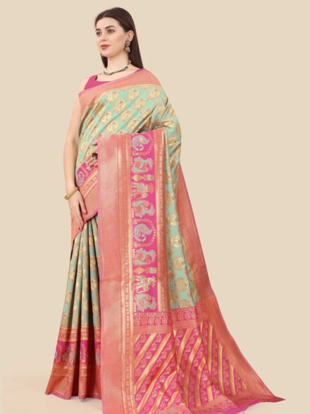 MINT GREEN JACQUARD WORK BANARASI SILK SAREE