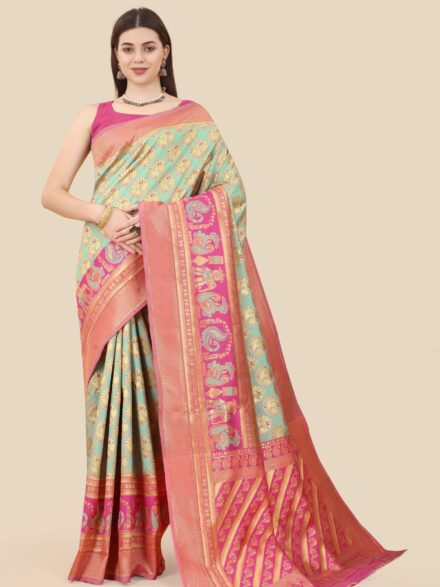 MINT GREEN JACQUARD WORK BANARASI SILK SAREE