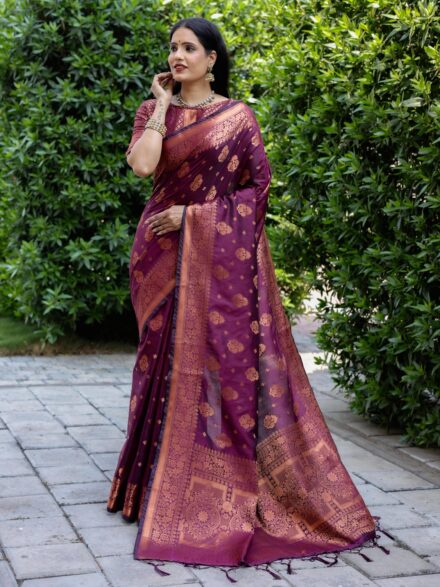 PURPLE WEAVING WORK SOFT SILK SAREE