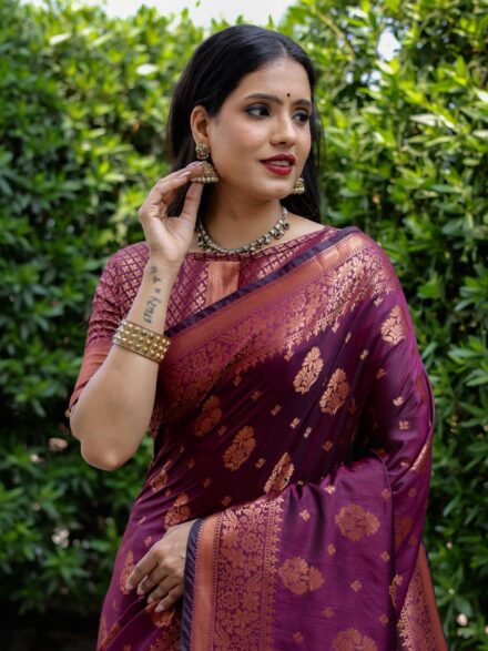 PURPLE WEAVING WORK SOFT SILK SAREE