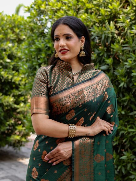 GREEN WEAVING WORK SOFT SILK SAREE