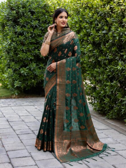 GREEN WEAVING WORK SOFT SILK SAREE