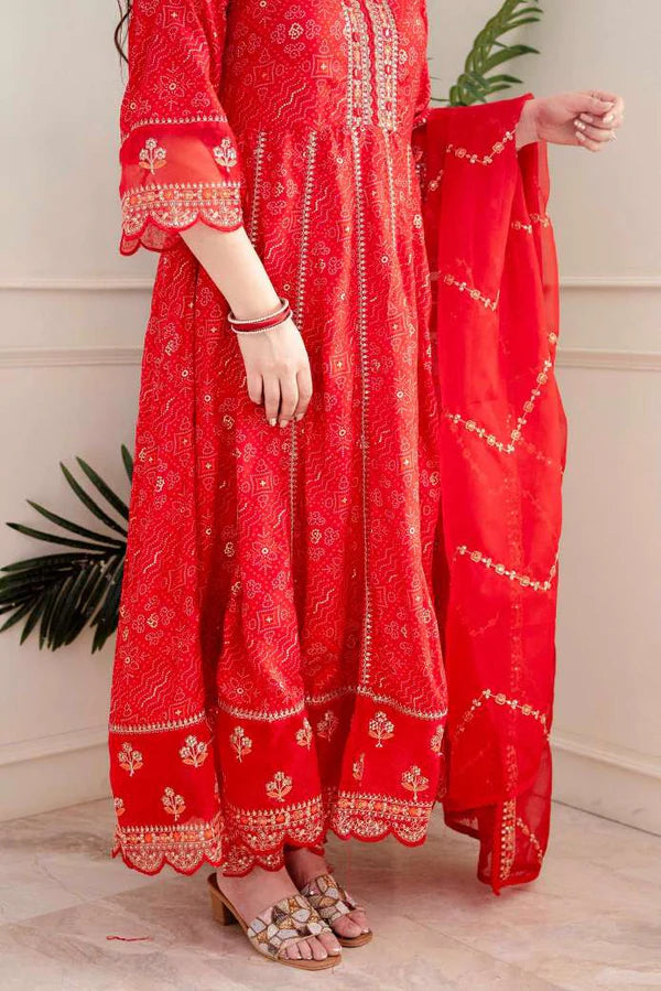 MEERA RED VOLUMINOUS ANARKALI SUIT SET