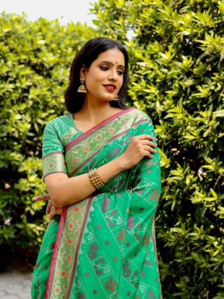 GREEN ZARI WEAVING WORK SILK SAREE