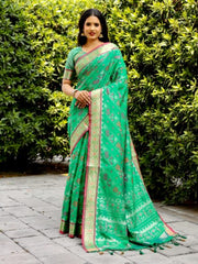 GREEN ZARI WEAVING WORK SILK SAREE