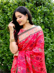 PINK ZARI WEAVING WORK SILK SAREE