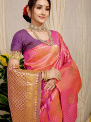 PINK JACQUARD WORK BANARASI SILK SAREE