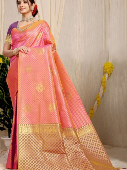 PINK JACQUARD WORK BANARASI SILK SAREE