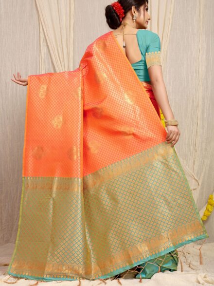 ORANGE JACQUARD WORK BANARASI SILK SAREE