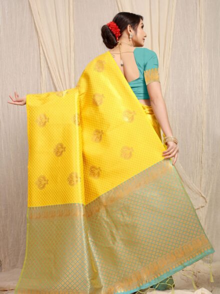 YELLOW JACQUARD WORK BANARASI SILK SAREE