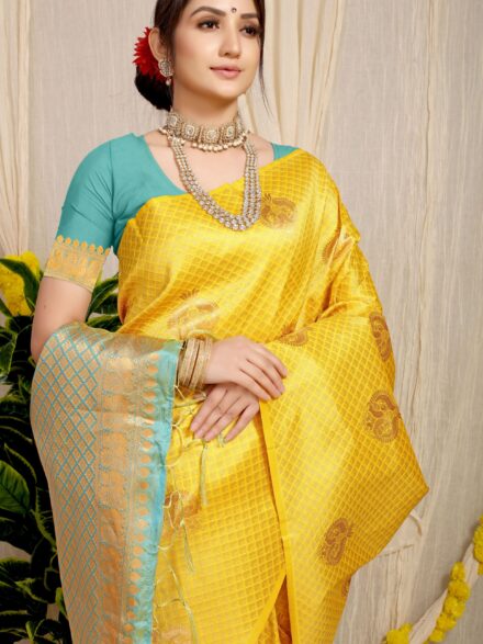 YELLOW JACQUARD WORK BANARASI SILK SAREE