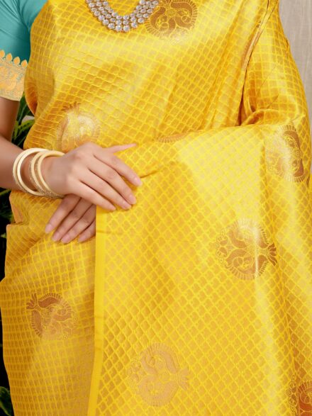 YELLOW JACQUARD WORK BANARASI SILK SAREE