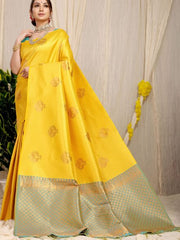 YELLOW JACQUARD WORK BANARASI SILK SAREE