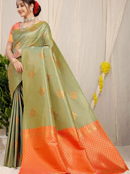 PISTA GREEN JACQUARD WORK BANARASI SILK SAREE