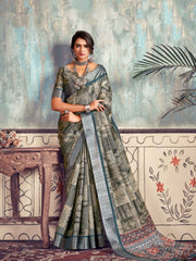 MULTICOLOURED PRINTED GOTHA SILK SAREE