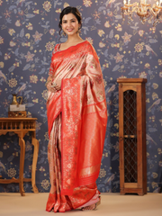 RED HAND EMBROIDERED BANARASI SILK SAREE