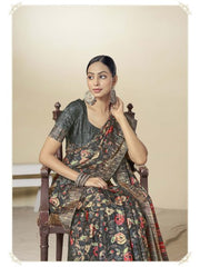 MULTICOLOURED GREY HANDLOOM GOTA SILK SAREE