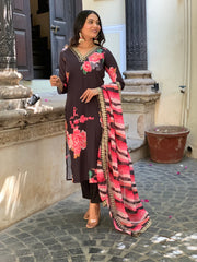 FLORAL PRINTED KURTA PANT WITH DUPATTA SET