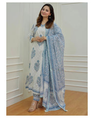 BLUE AND WHITE AFGHANI SUIT