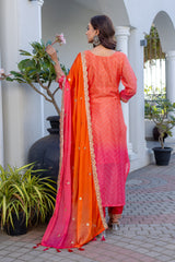 bandhni print with mirror work suit