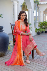 bandhni print with mirror work suit