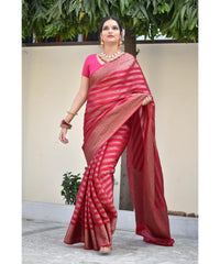 SILK THREADS WOVEN USING INTRICATE TECHNIQUES. SAREES WITH HEAVY BROCADE WORK AND GOLD  ZARI WORK ARE ITS MOST STRIKING FEATURES