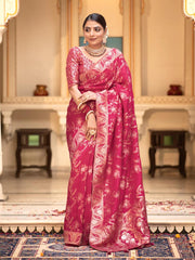 Pink Dola Silk Saree With Blouse