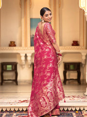 Pink Dola Silk Saree With Blouse