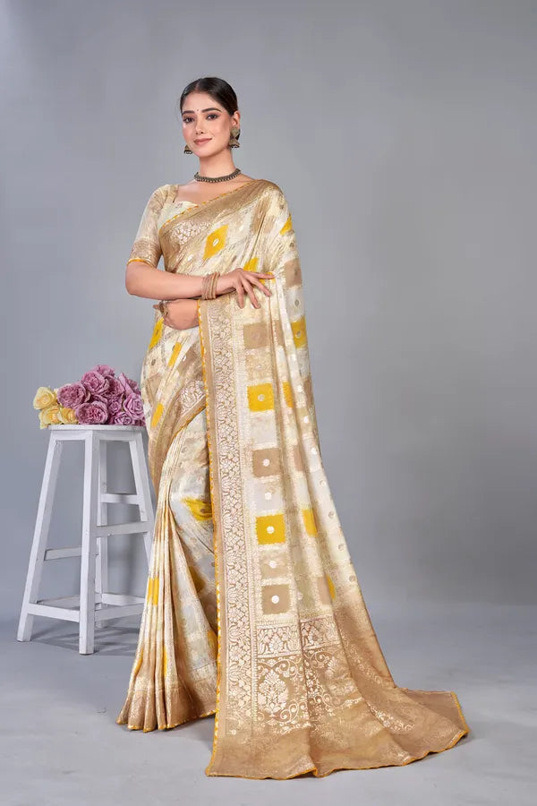 Designer Weaving Jaquard Dola Silk Sarees