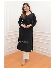 BLACK CHIKANKARI KURTI