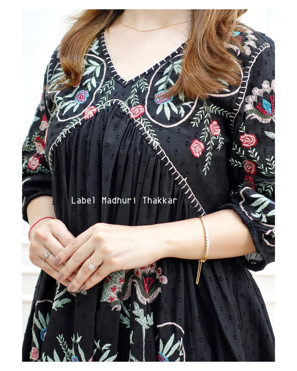 BLACK THREAD EMBROIDERED DRESS